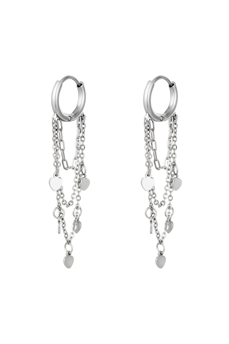 Oorbellen Hanging Hearts Goud kleur Stainless Steel