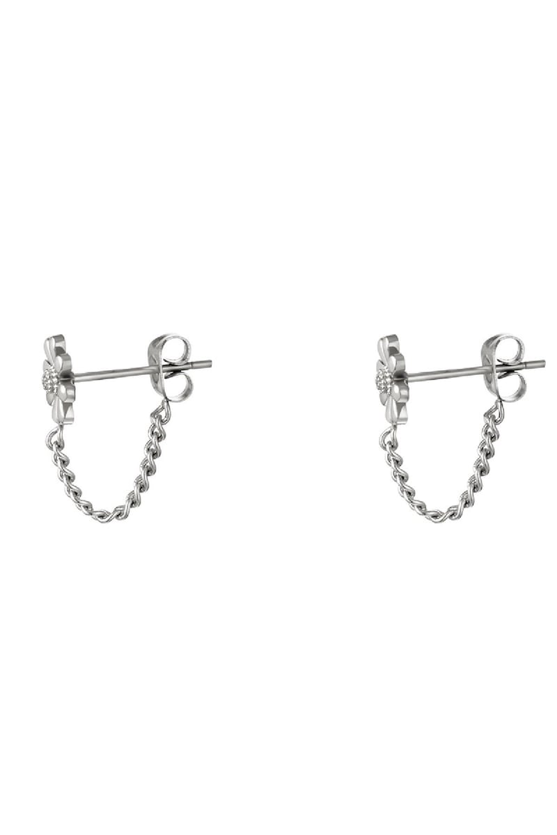Oorknopje bloem Zilver Stainless Steel
