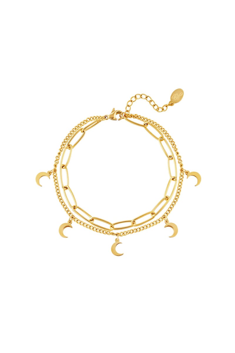 Armbandketting Maan Goud kleur Stainless Steel