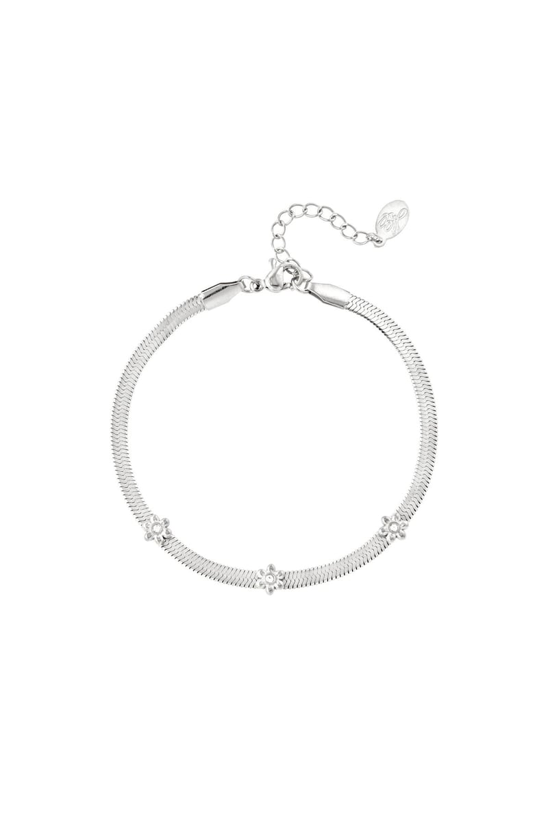 Roestvrijstalen armband met bloemetjes Goud kleur Stainless Steel