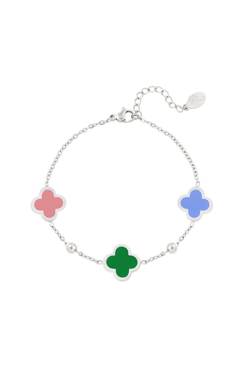 Armband drie klavers Groen Stainless Steel