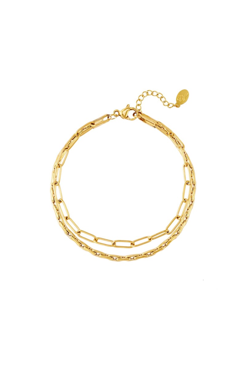 Dubbele roestvrijstalen armband Goud kleur Stainless Steel