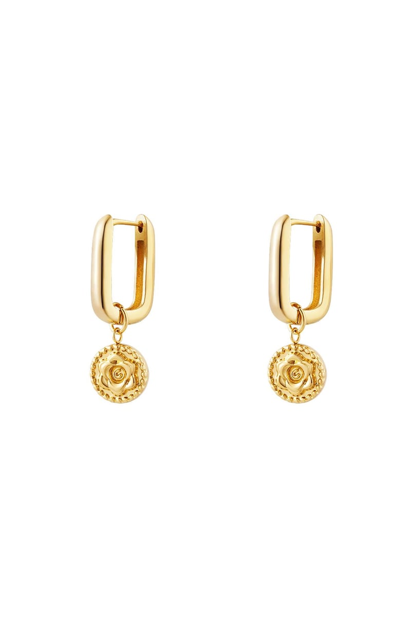 Oorbellen roos Goud kleur Stainless Steel