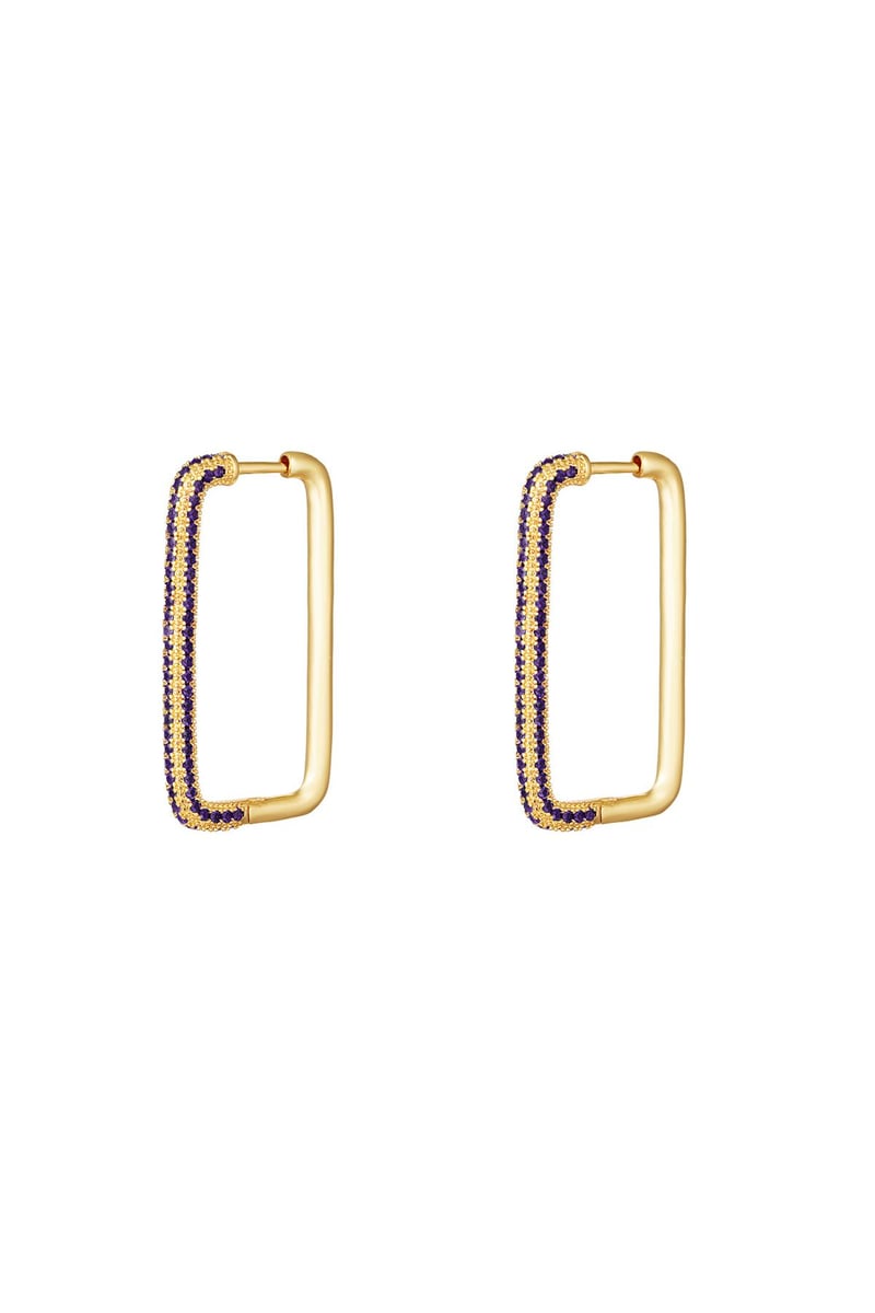 Oorbellen met zirkonia steentjes Paars Koper