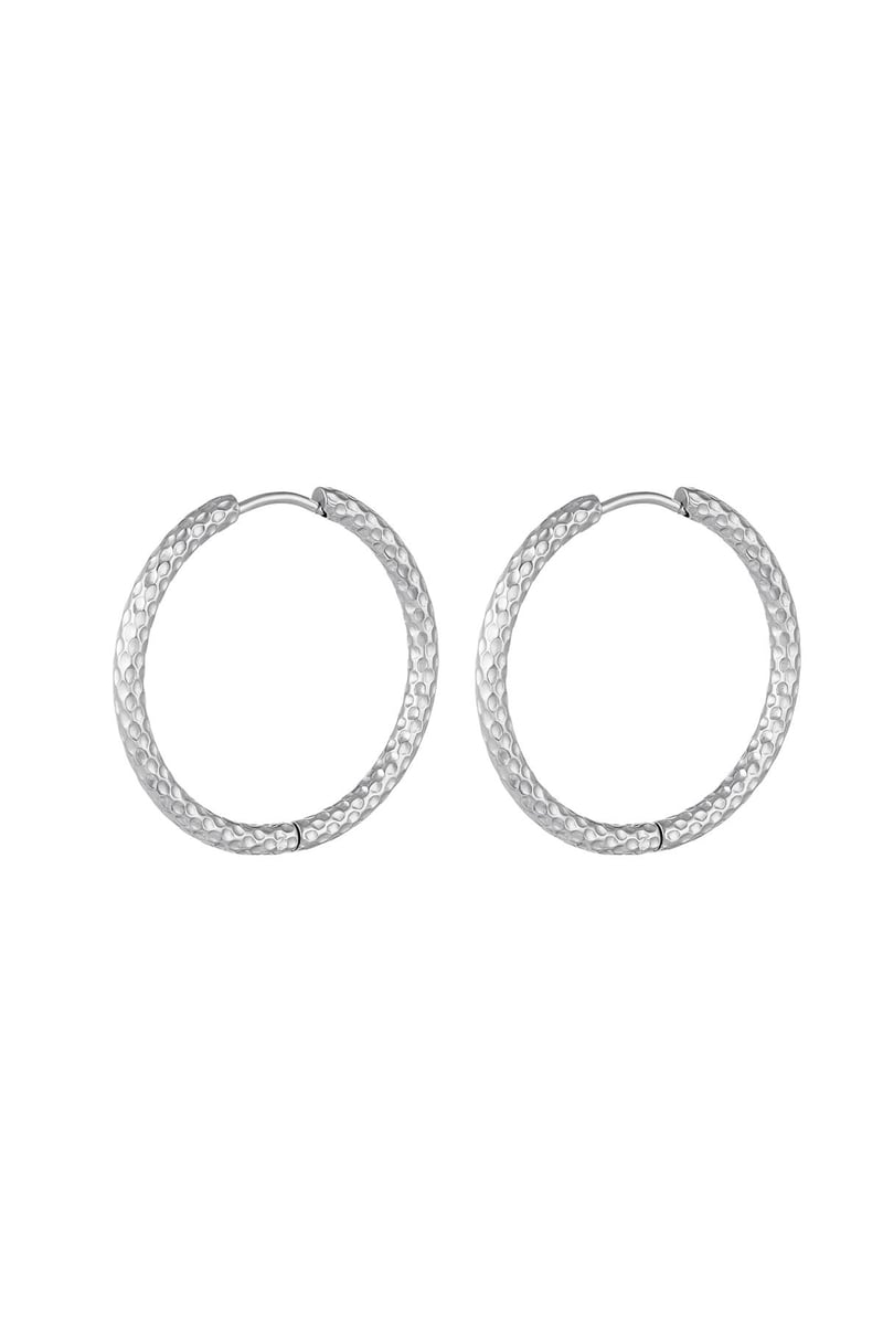 Oorbellen met patroon groot Goud kleur Stainless Steel