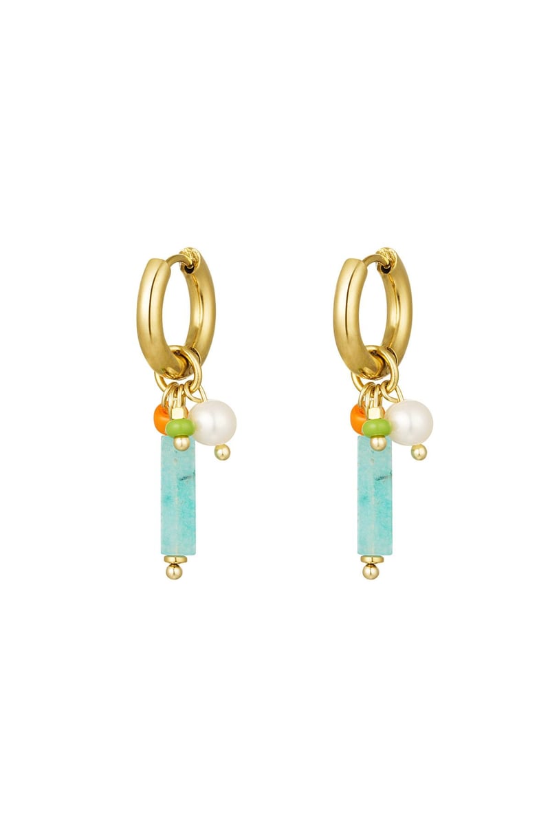 Oorhangers met bungelende staaf Green & Gold Stainless Steel