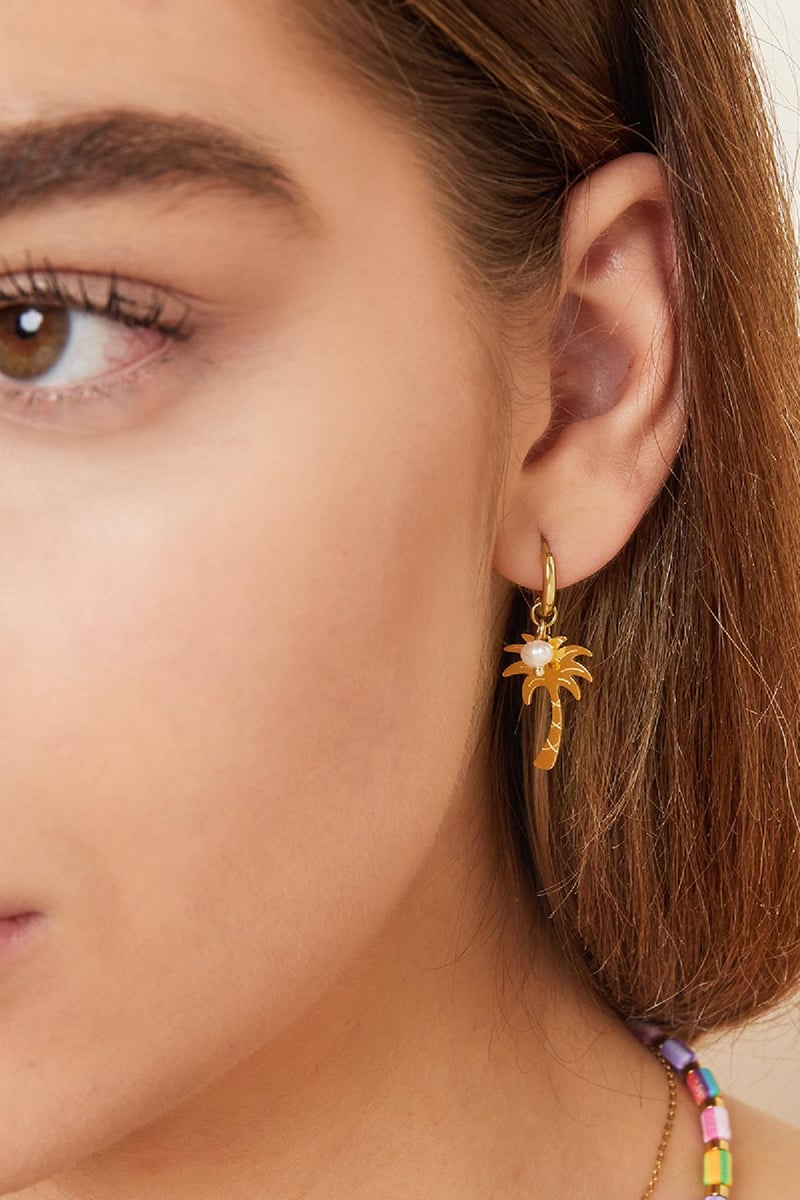 Palmboom oorbellen - Strandcollectie Goud kleur Stainless Steel