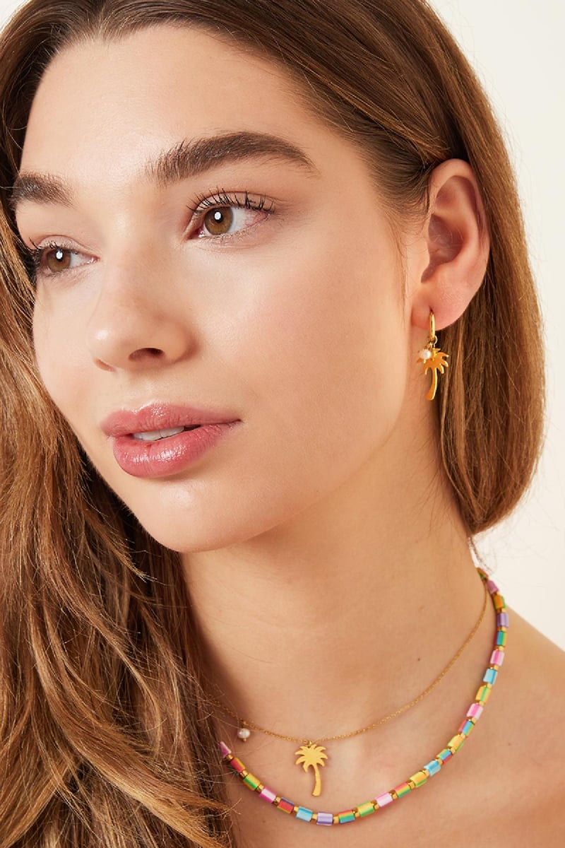 Palmboom oorbellen - Strandcollectie Goud kleur Stainless Steel