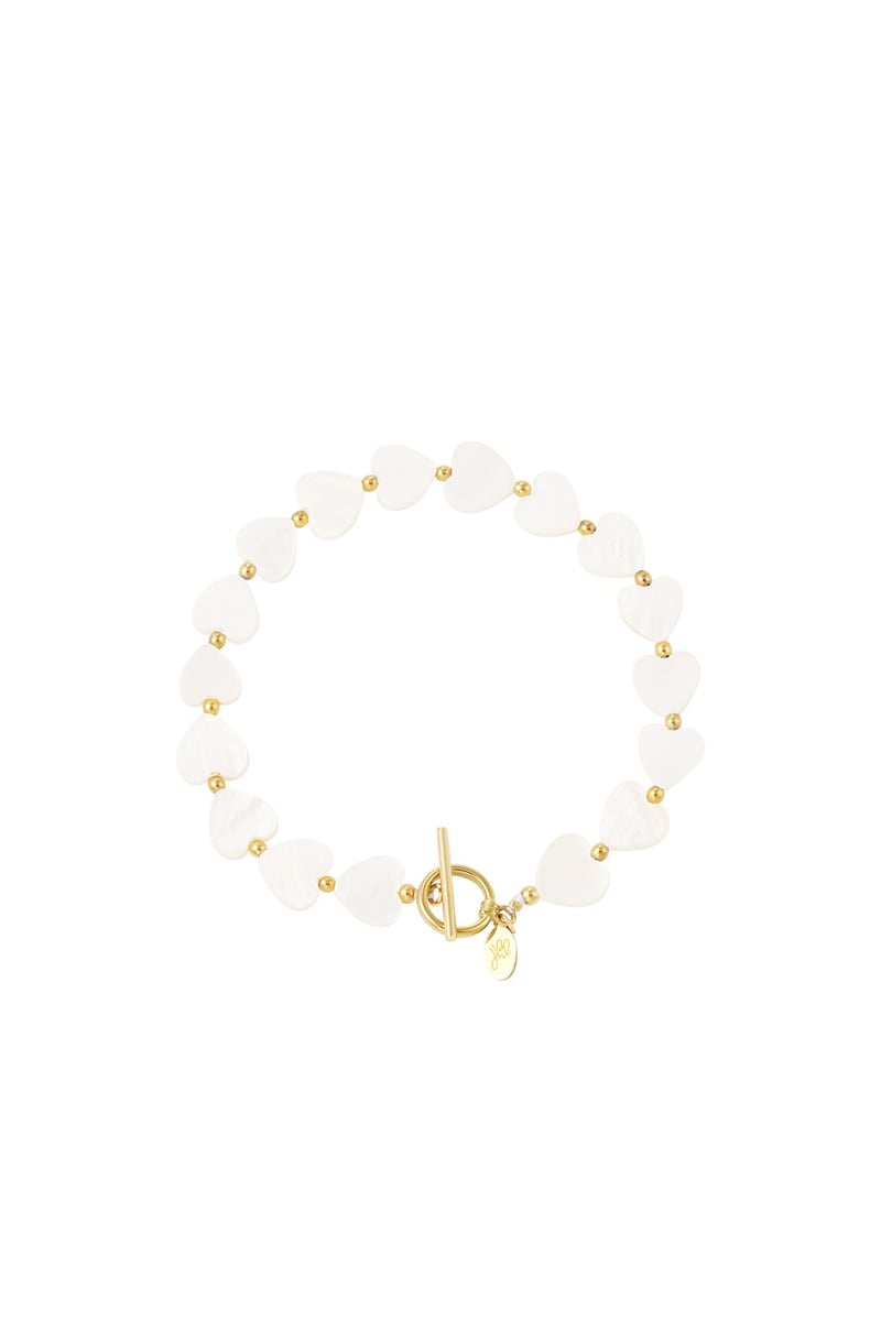 Hart armband - Strandcollectie Wit Goud kleur Schelpjes