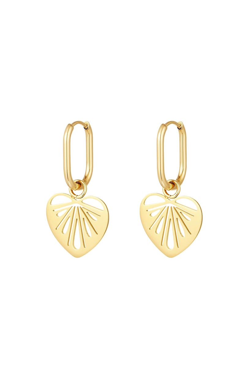 Harten oorbellen uitknippen Goud kleur Stainless Steel