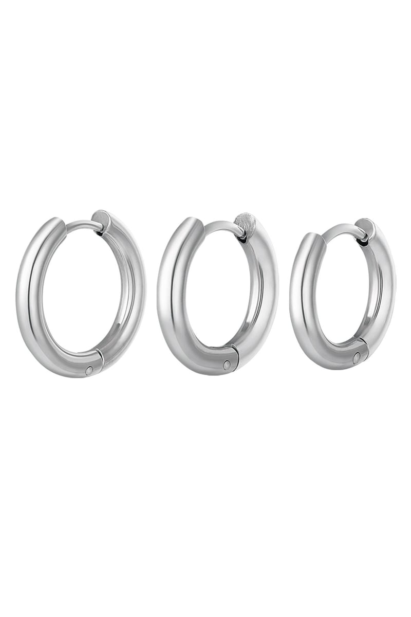 Creolen set 3 hoop oorbellen Goud kleur Stainless Steel
