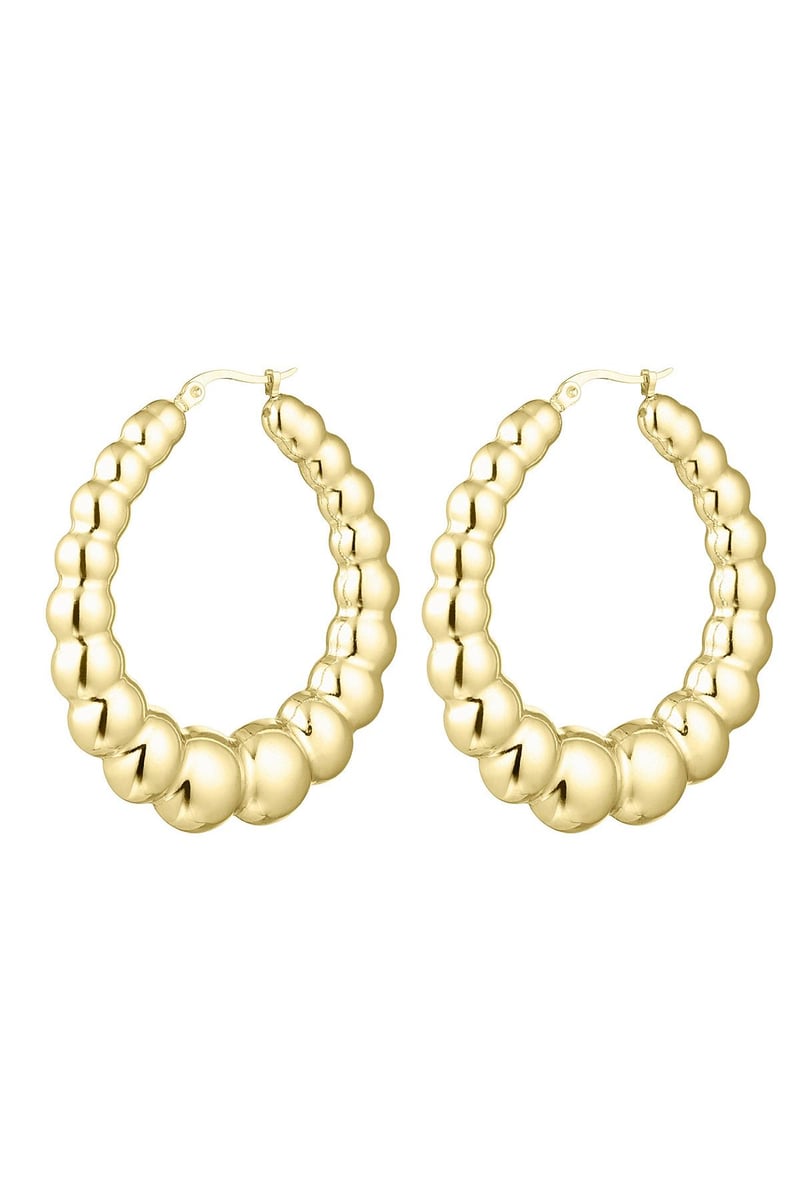 Oorbellen bubbel groot Goud kleur Stainless Steel