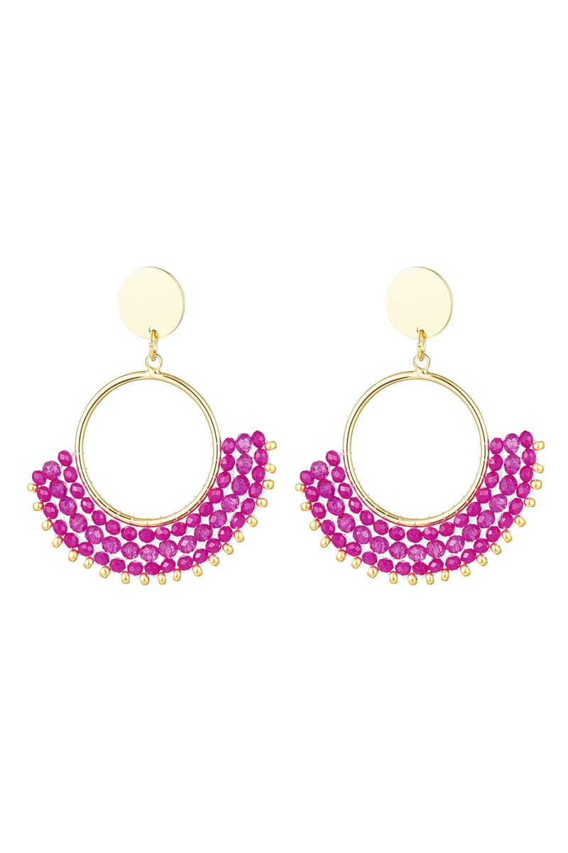 Oorbellen met kristalkralen Wit Koper