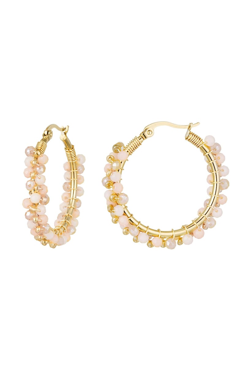 Oorbellen kralenparty Fuchsia Stainless Steel