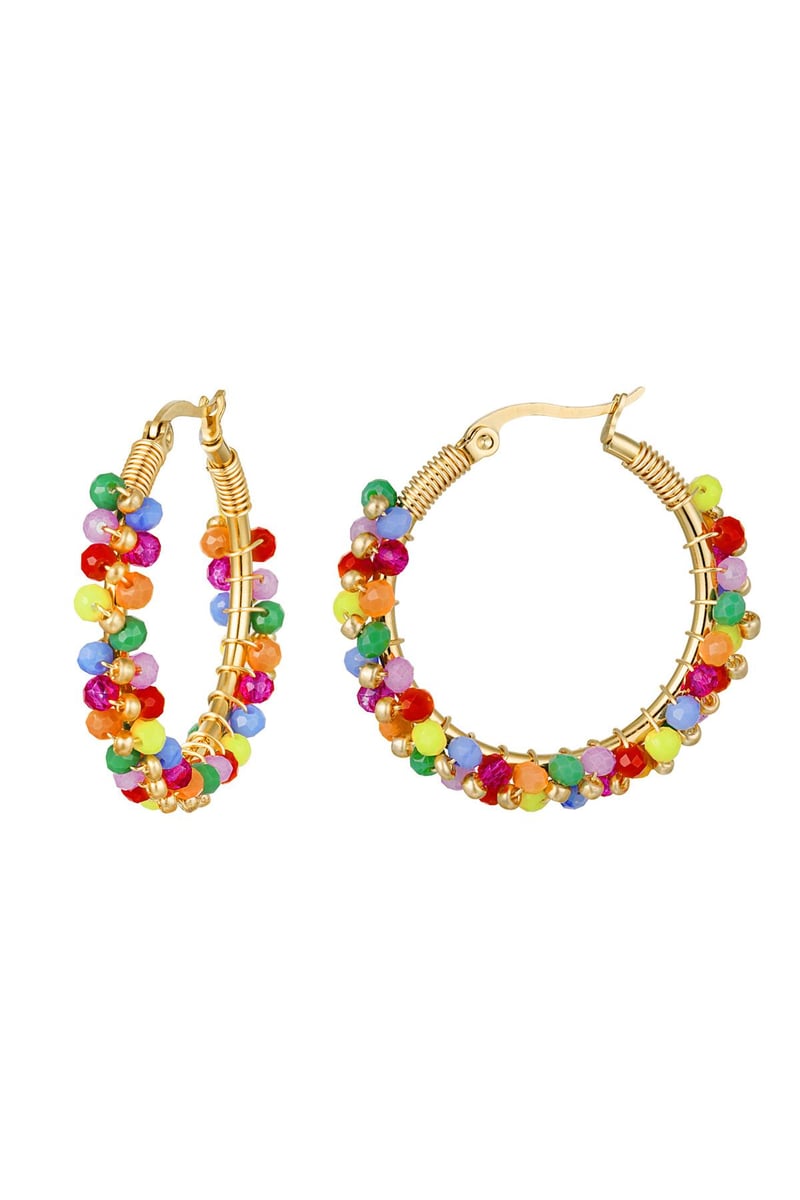 Oorbellen kralenparty Fuchsia Stainless Steel