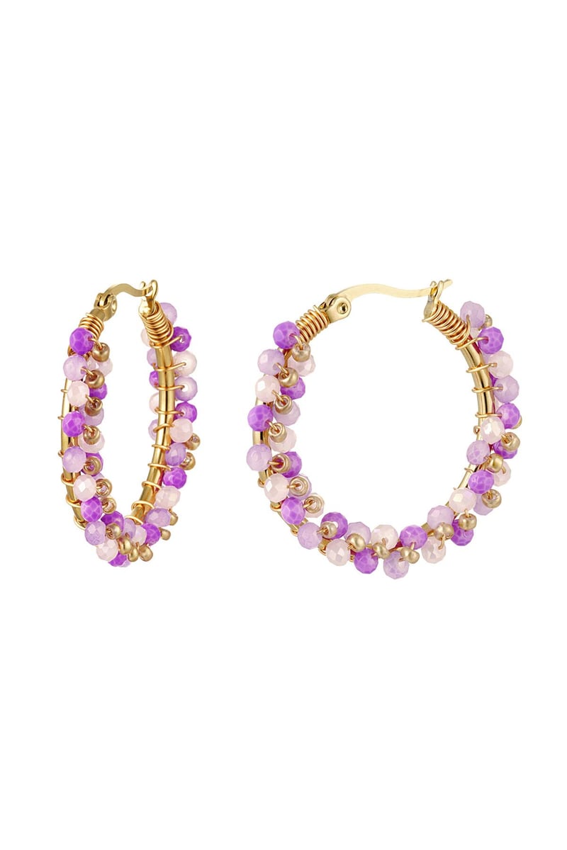 Oorbellen kralenparty Fuchsia Stainless Steel