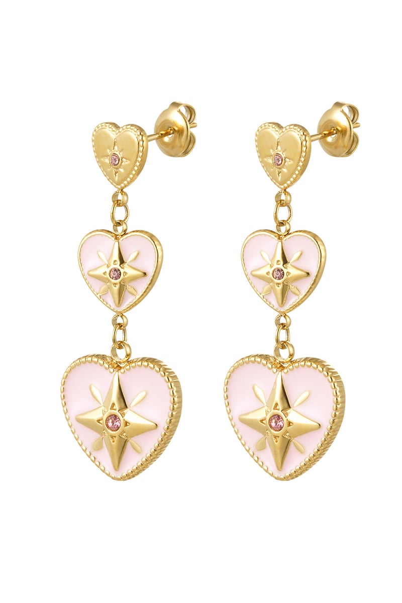 Ring drie hartjes op een rij - Goud kleur/wit