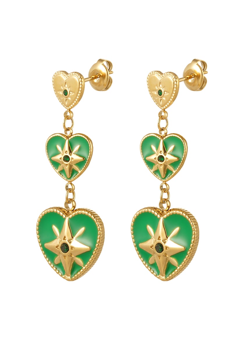 Ring drie hartjes op een rij - Goud kleur/wit