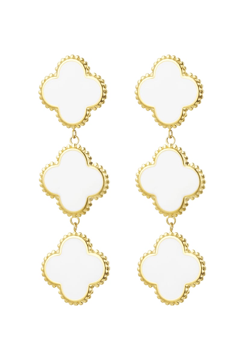 Oorbellen 3 klavers - zwart Stainless Steel