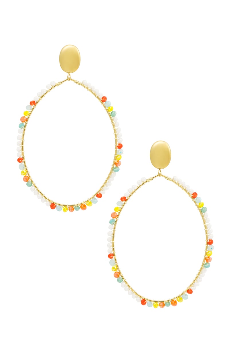 oorbellen ovale hanger groot met kralen oranje