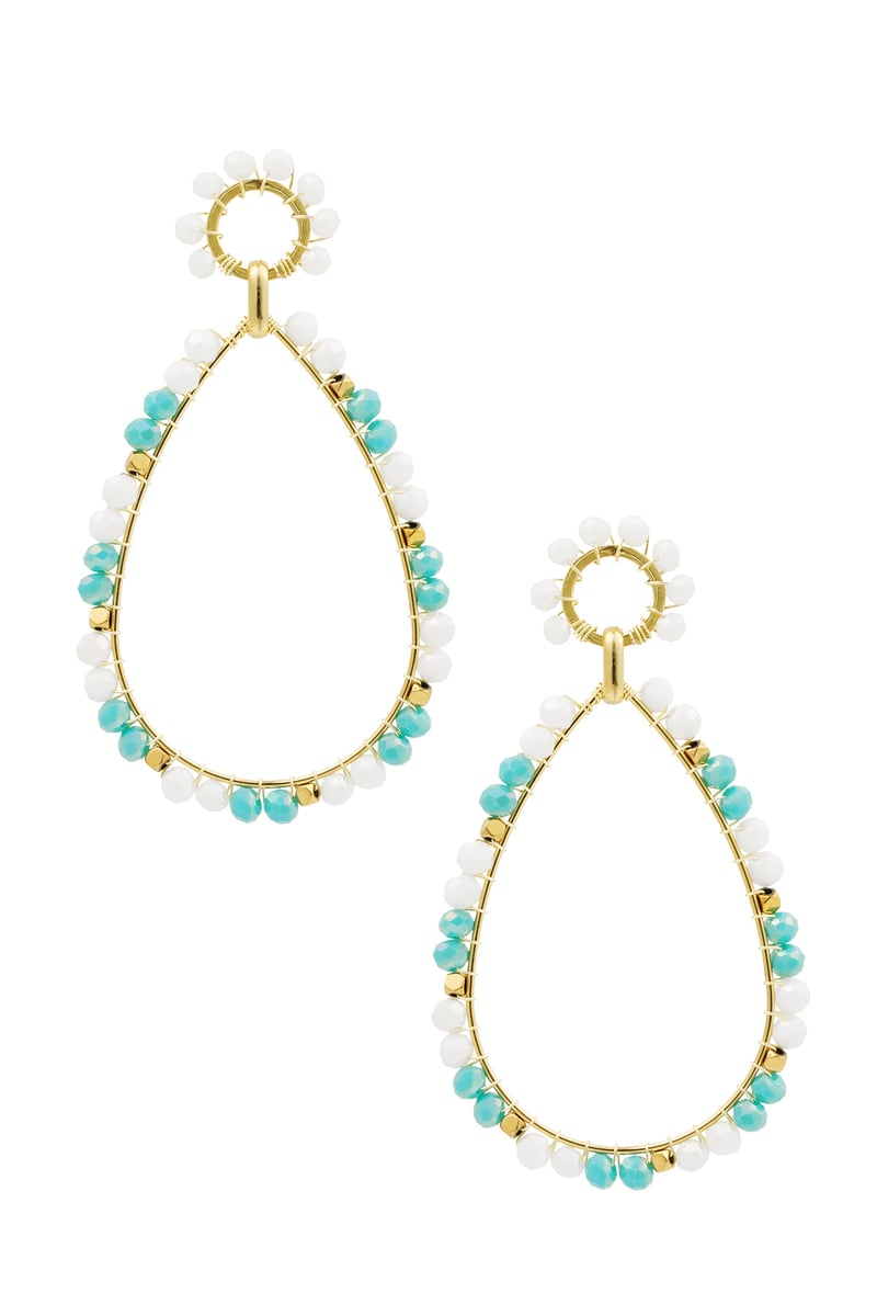 Oorbellen druppel hanger met kralen geel - oranje 