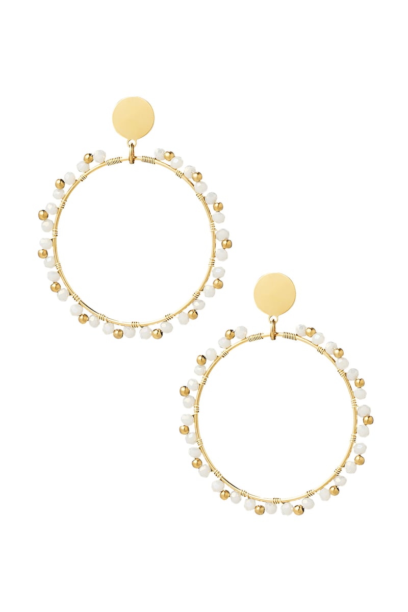 Ronde oorbellen kraaltjes - Goud kleur/oranje