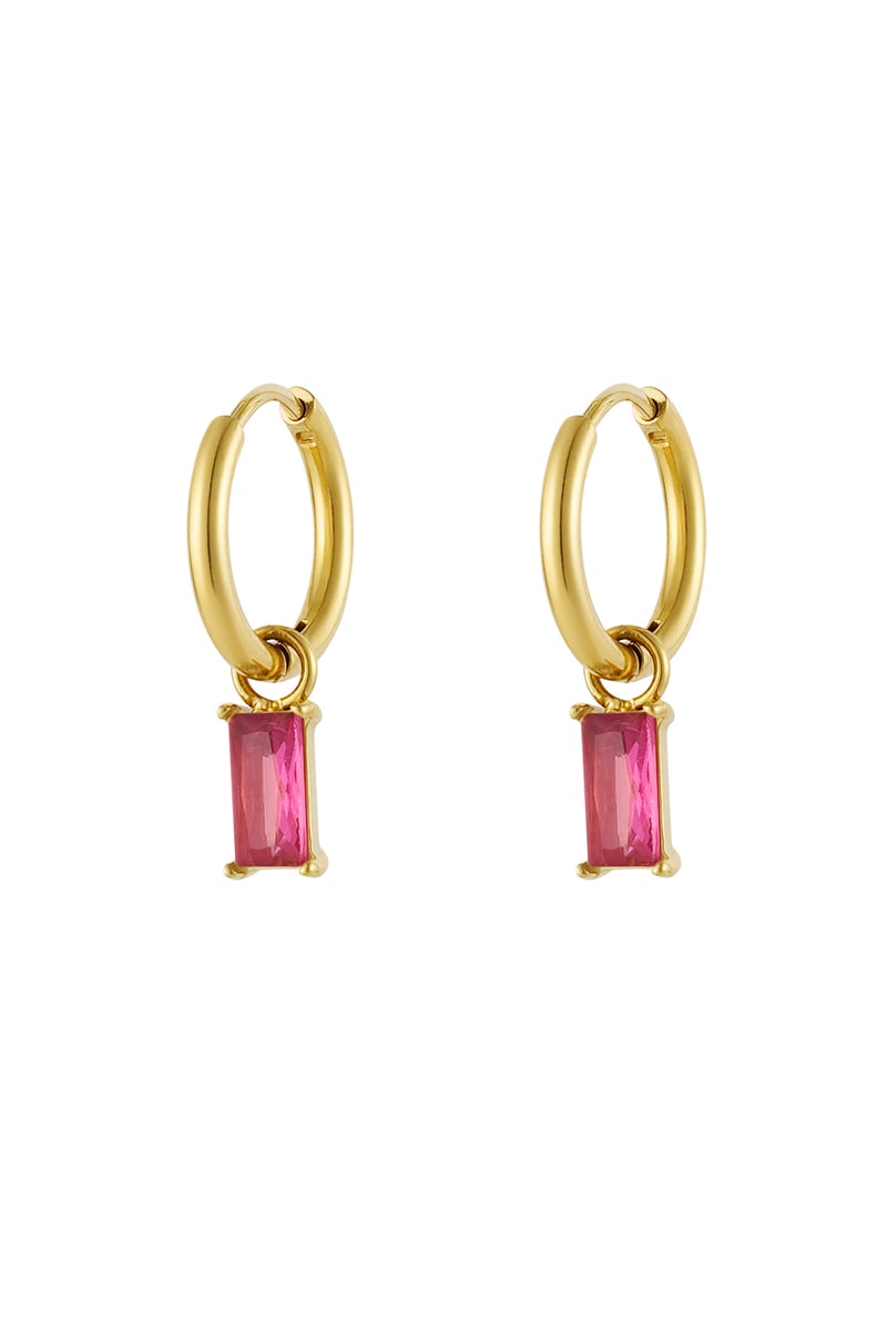 Oorbellen langwerpige steen - Goud kleur/wit