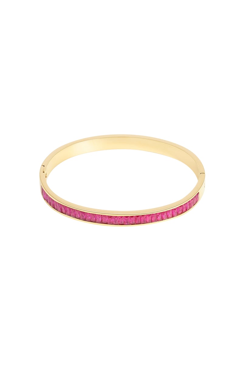 Slavenarmband steentjes - fuchsia