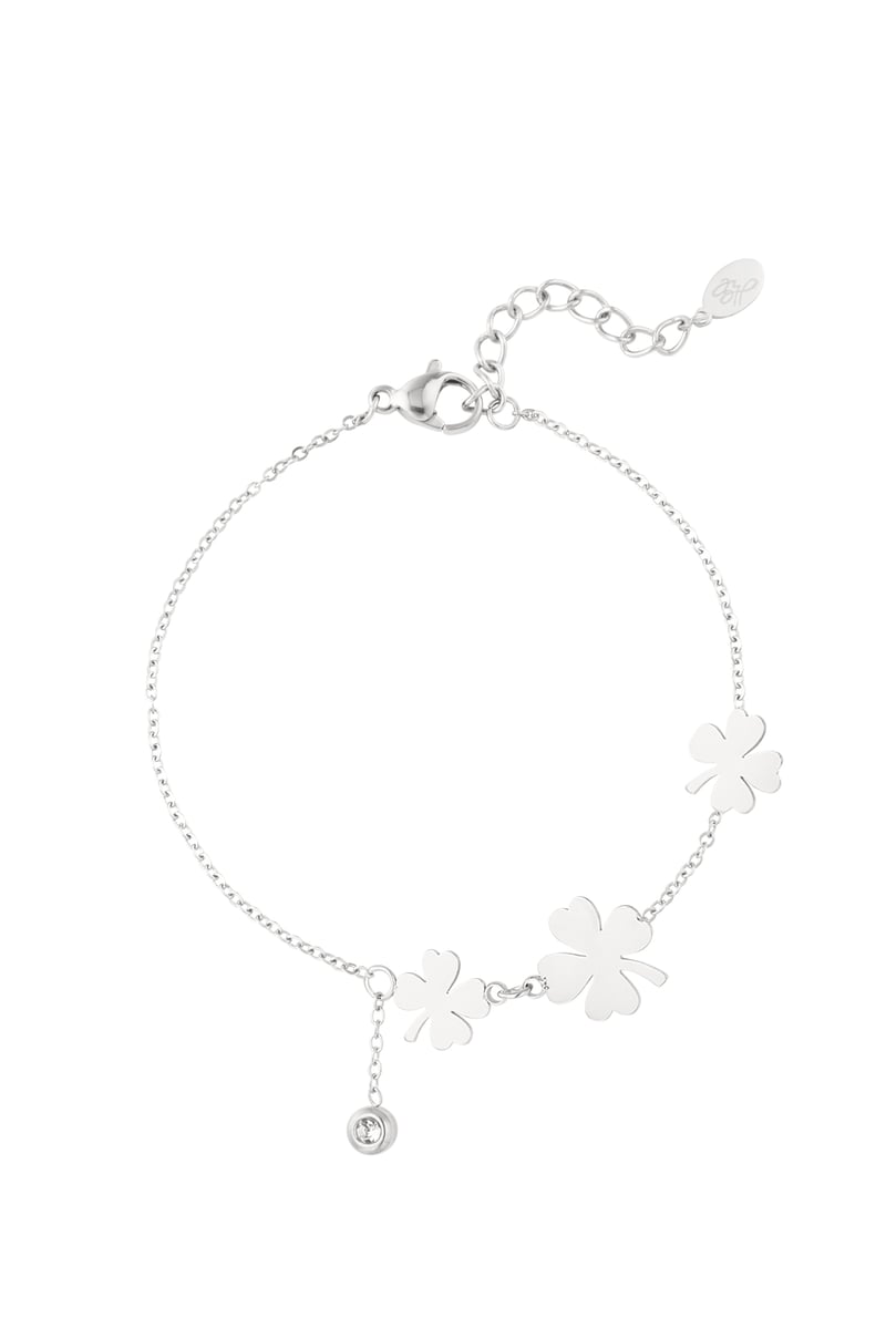 armband drie klavers en steen