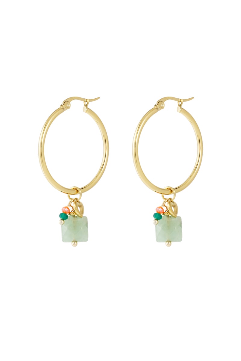 Oorbellen kralen bundel - Goud kleur/groen