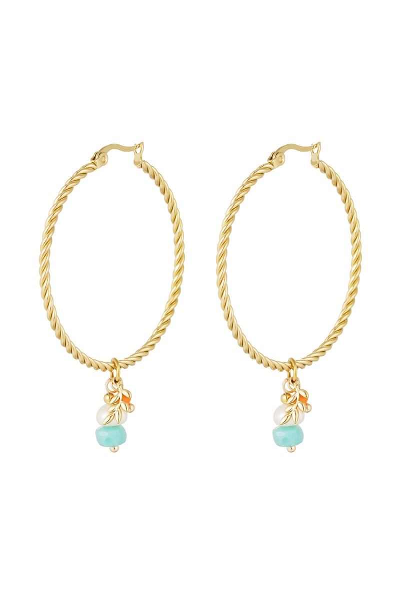 gedraaide oorringen met bedel natuursteen