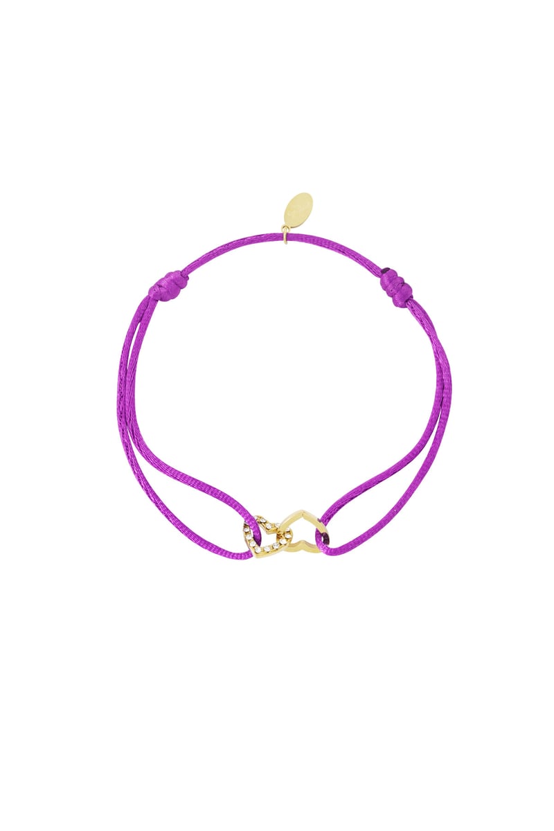 Satijnen armband connected hart - fuchsia