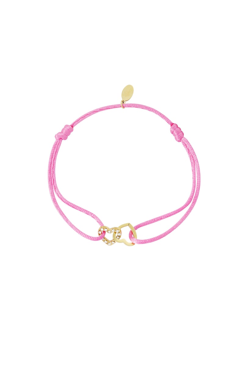 Satijnen armband connected hart - fuchsia