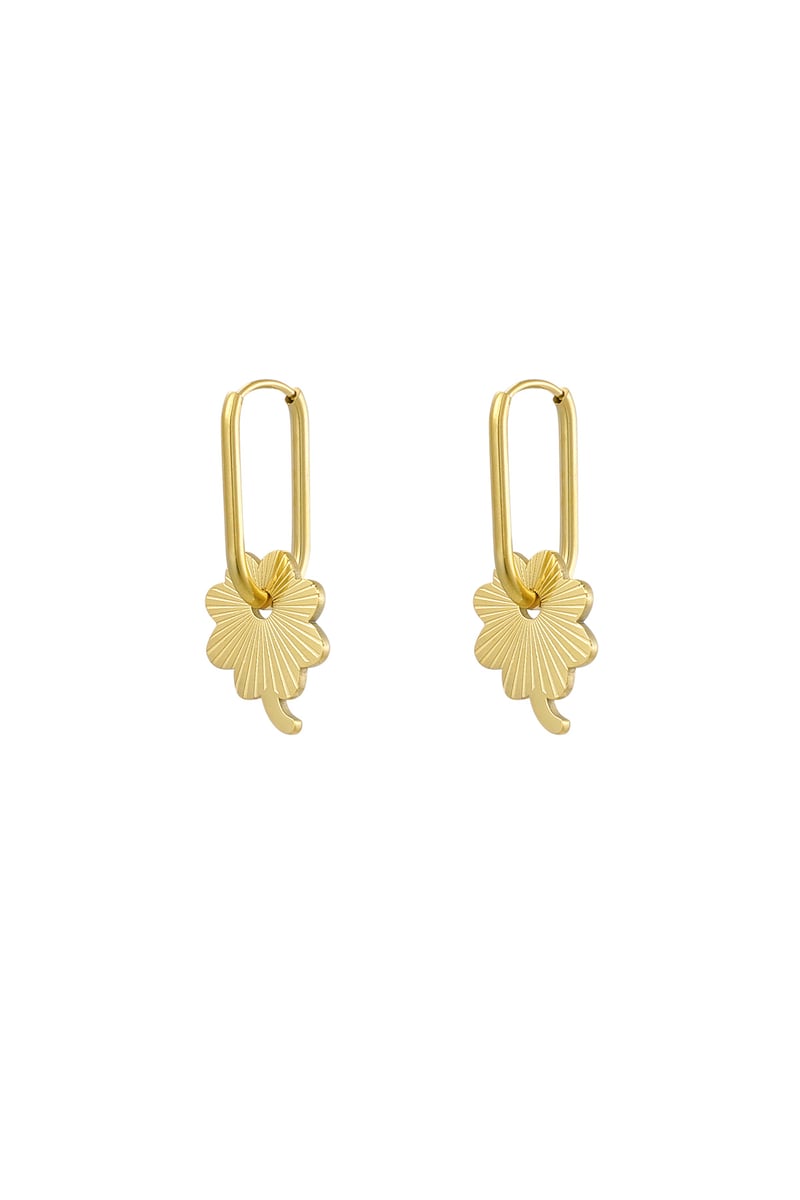 oorbellen langwerpig met bloem