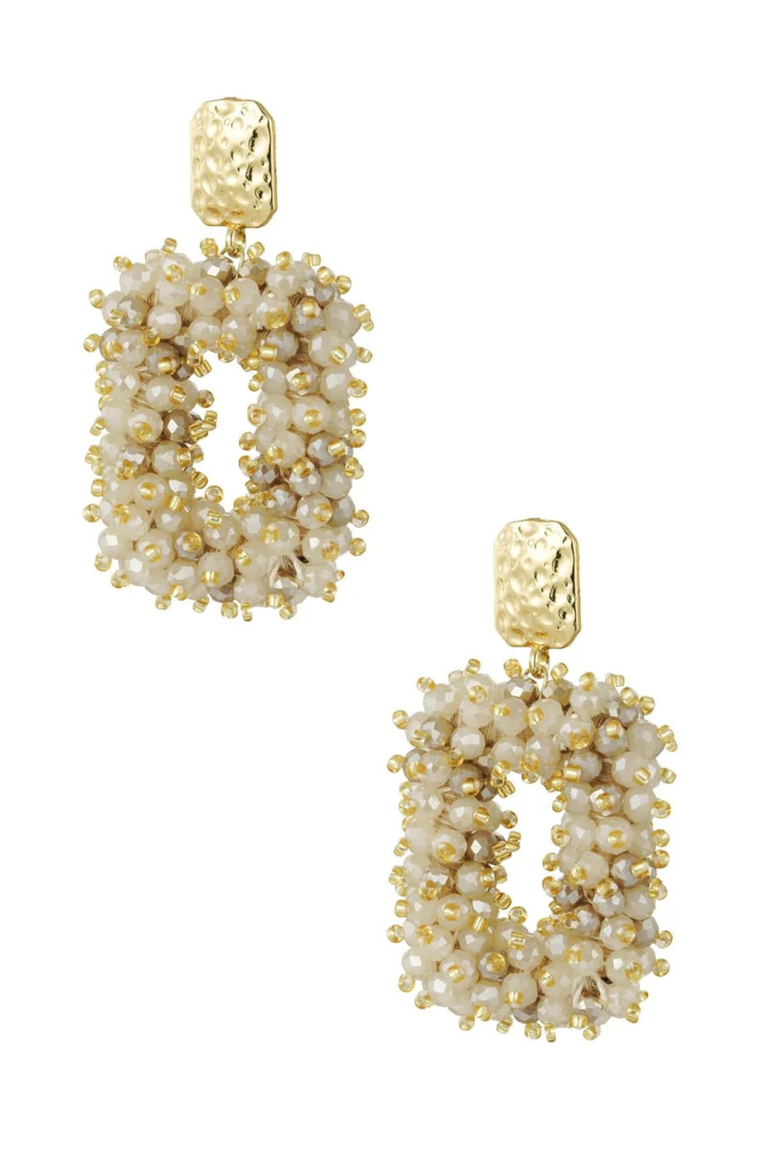 Glitter nights statement oorbellen - wit Goud kleur Color 