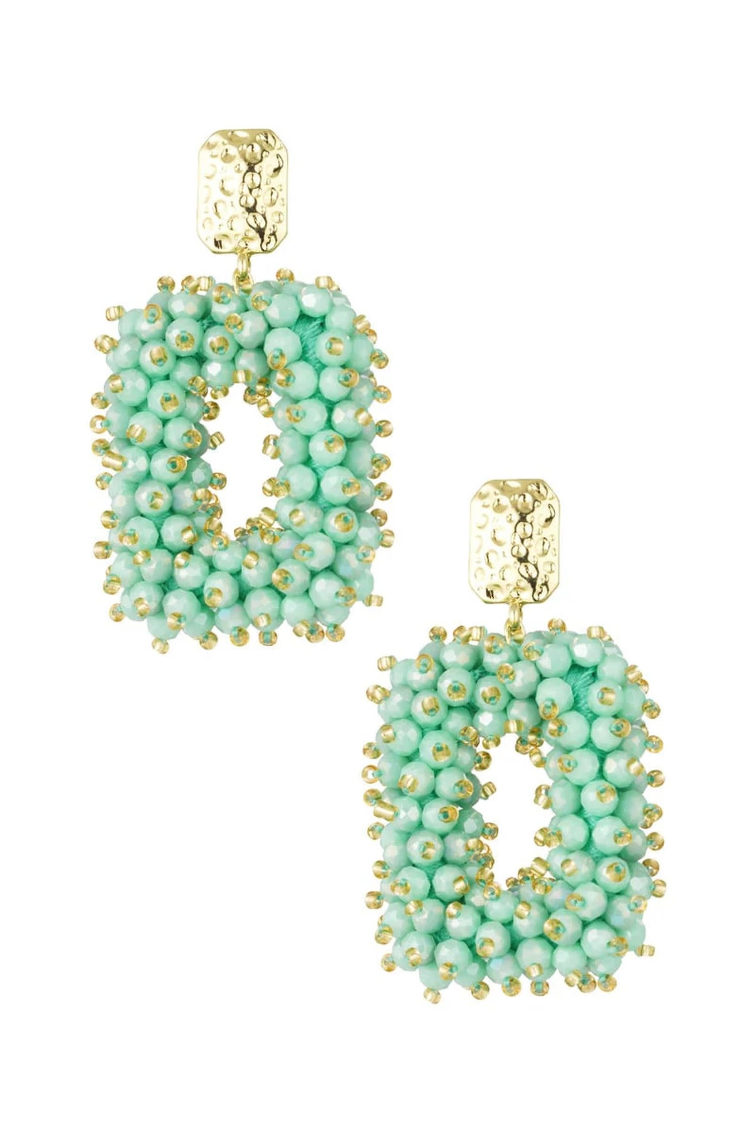 Glitter nights statement oorbellen - wit Goud kleur Color 