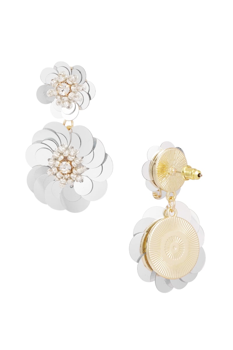 Oorbellen bloemen seizoen - zwart wit