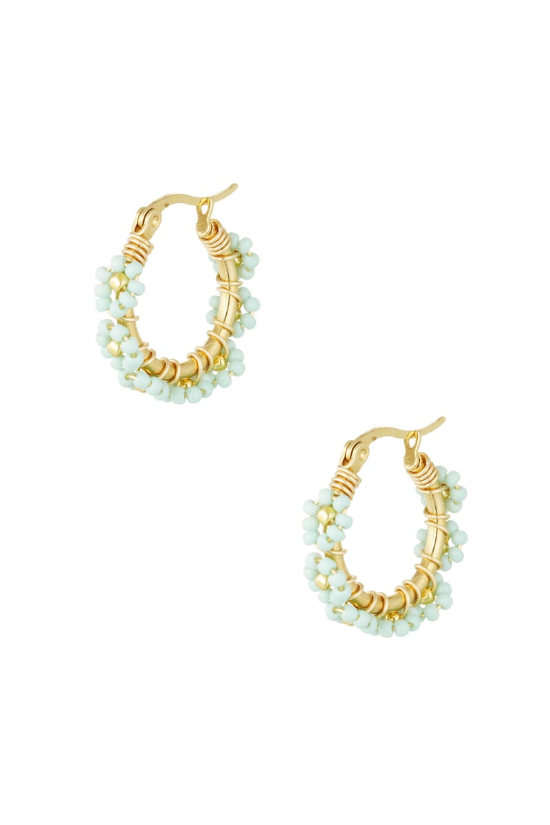 Cirkeloorbellen met Roestvrijstalen Glaskralen - Wit