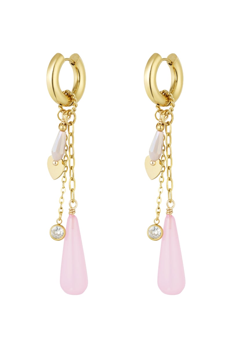 Oorbellen life is good - roze paars