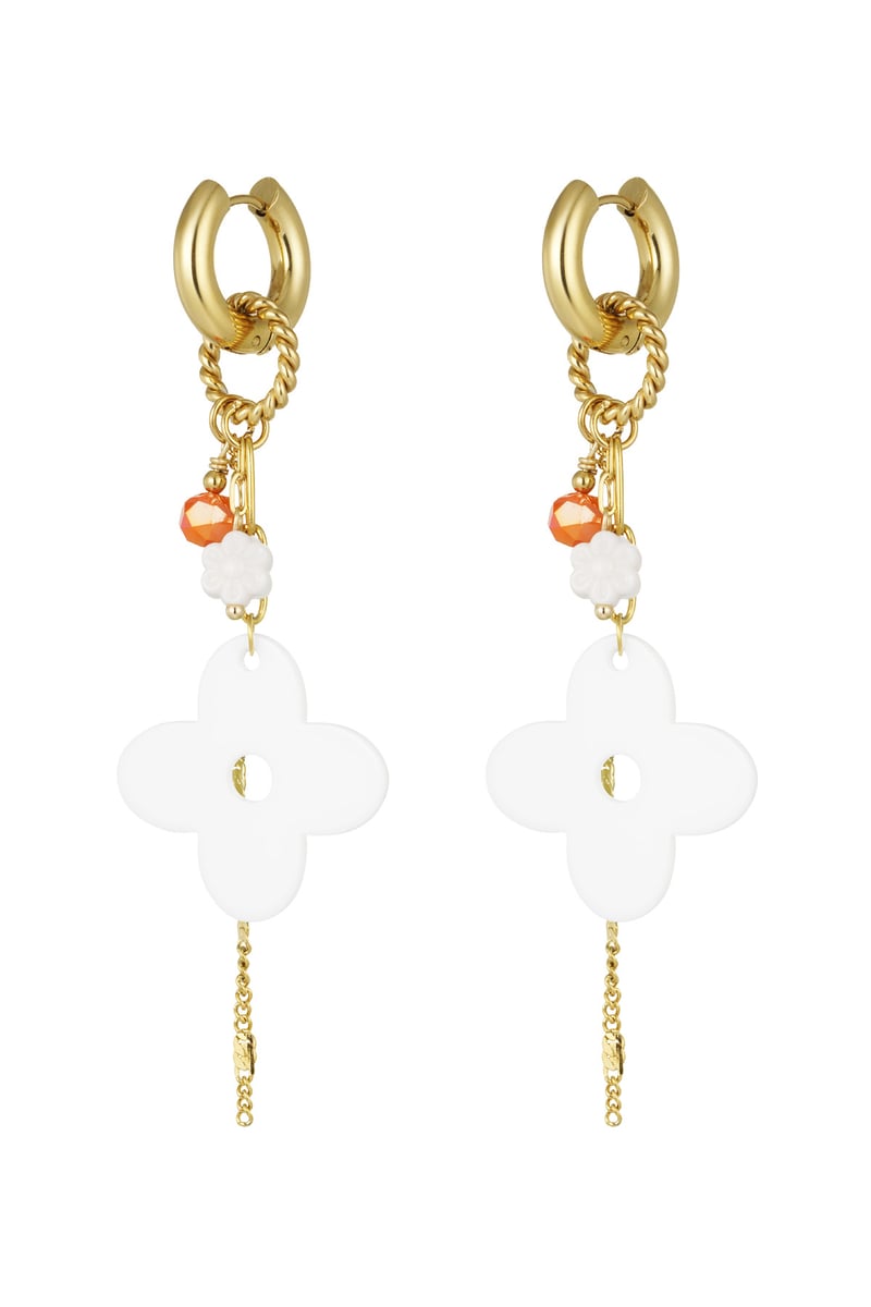 oorbellen flower power - wit
