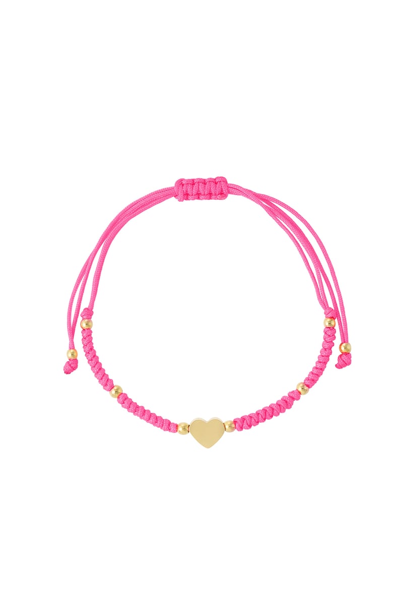 Gevlochten armband met hart - roze/Goud kleur