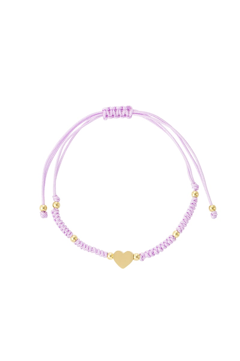 Gevlochten armband met hart - roze/Goud kleur