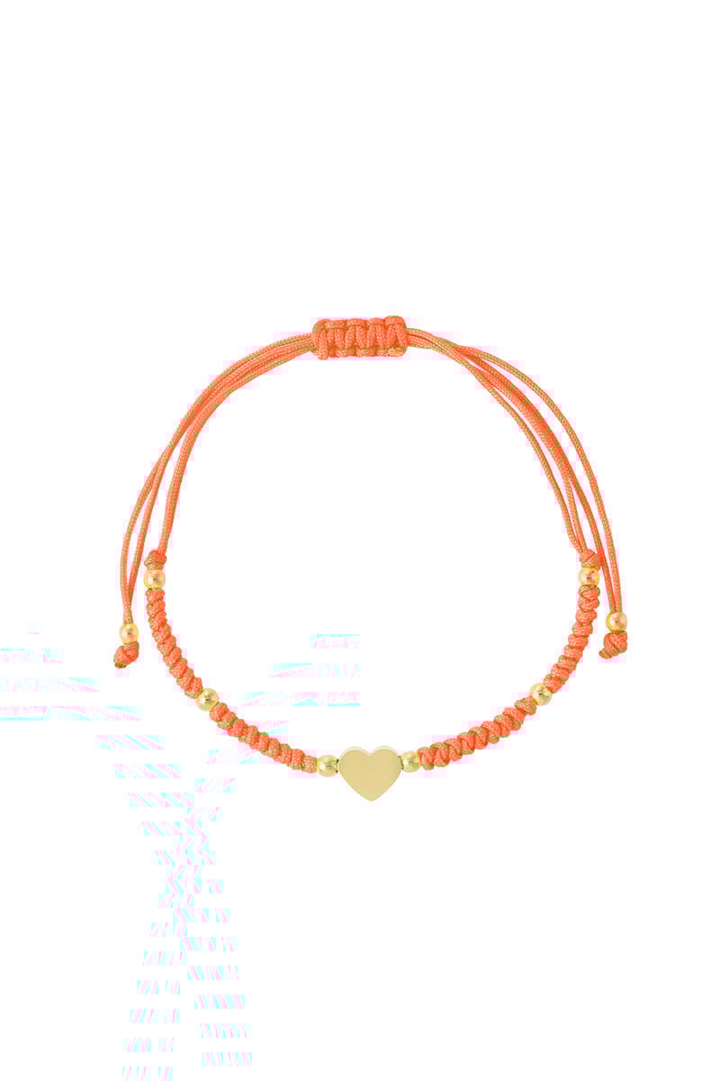 Gevlochten armband met hart - roze/Goud kleur