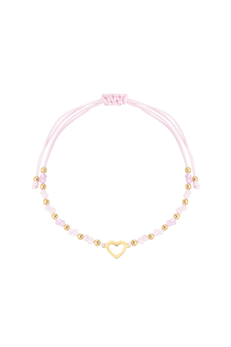 Zomer armbandje kleurrijk hart - fuchsia