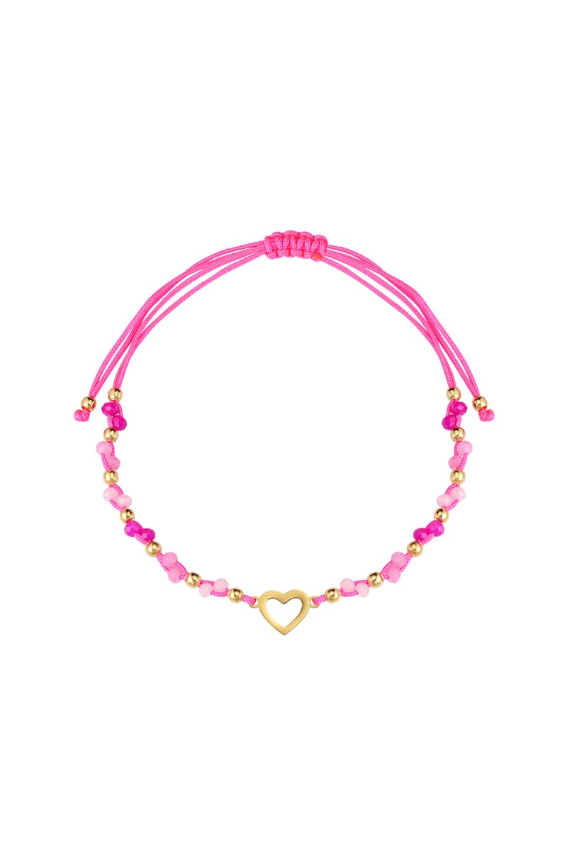 Zomer armbandje kleurrijk hart - fuchsia