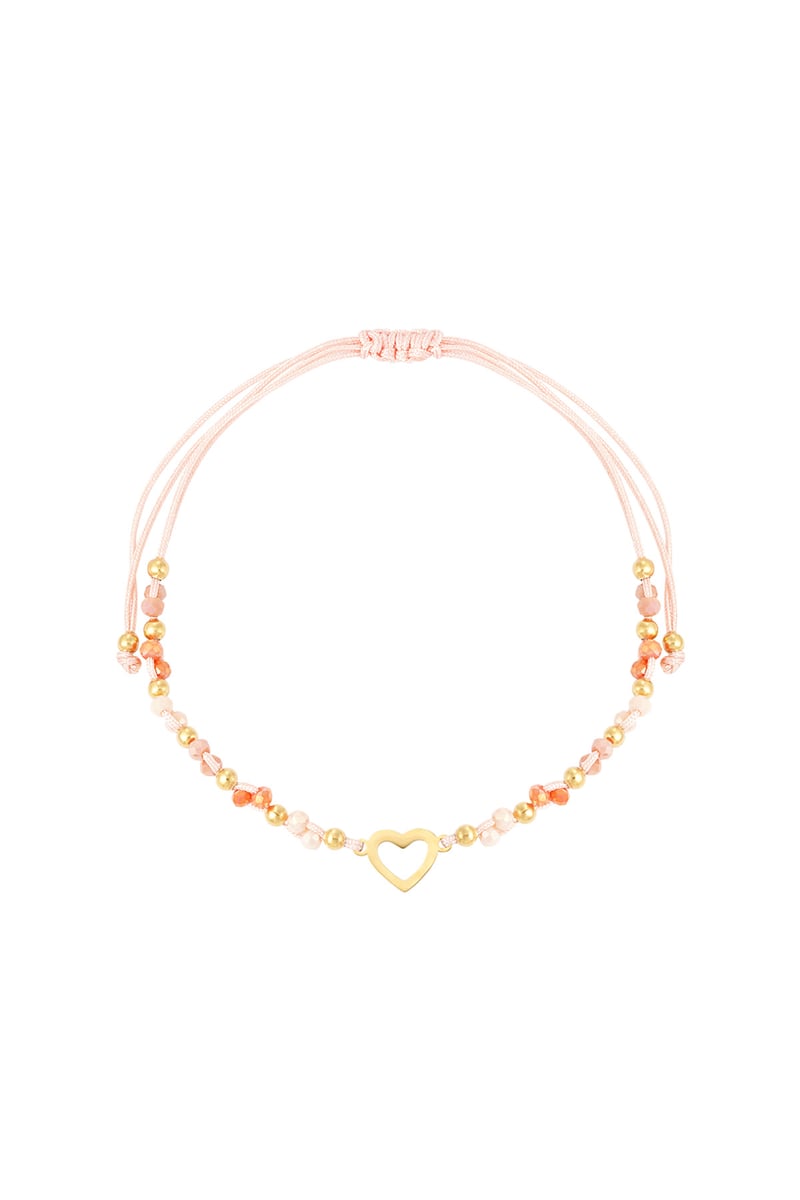 Zomer armbandje kleurrijk hart - fuchsia