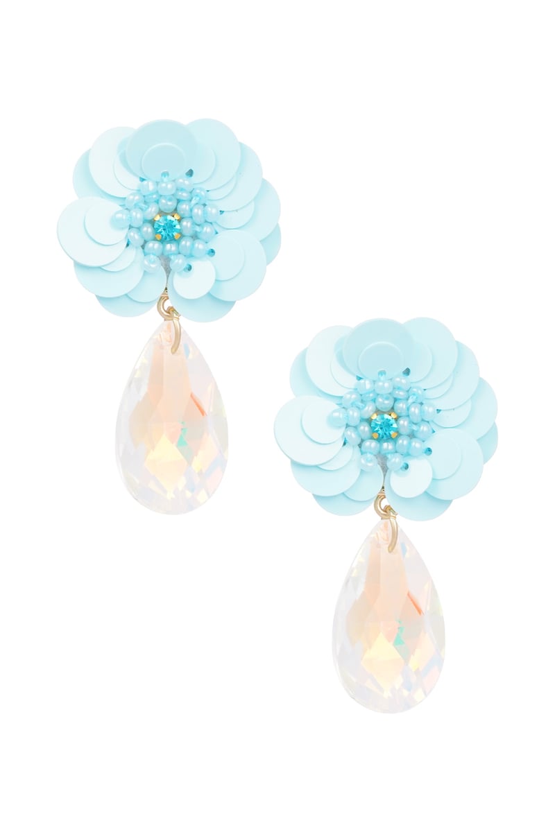 Bloem oorbellen met druppel 