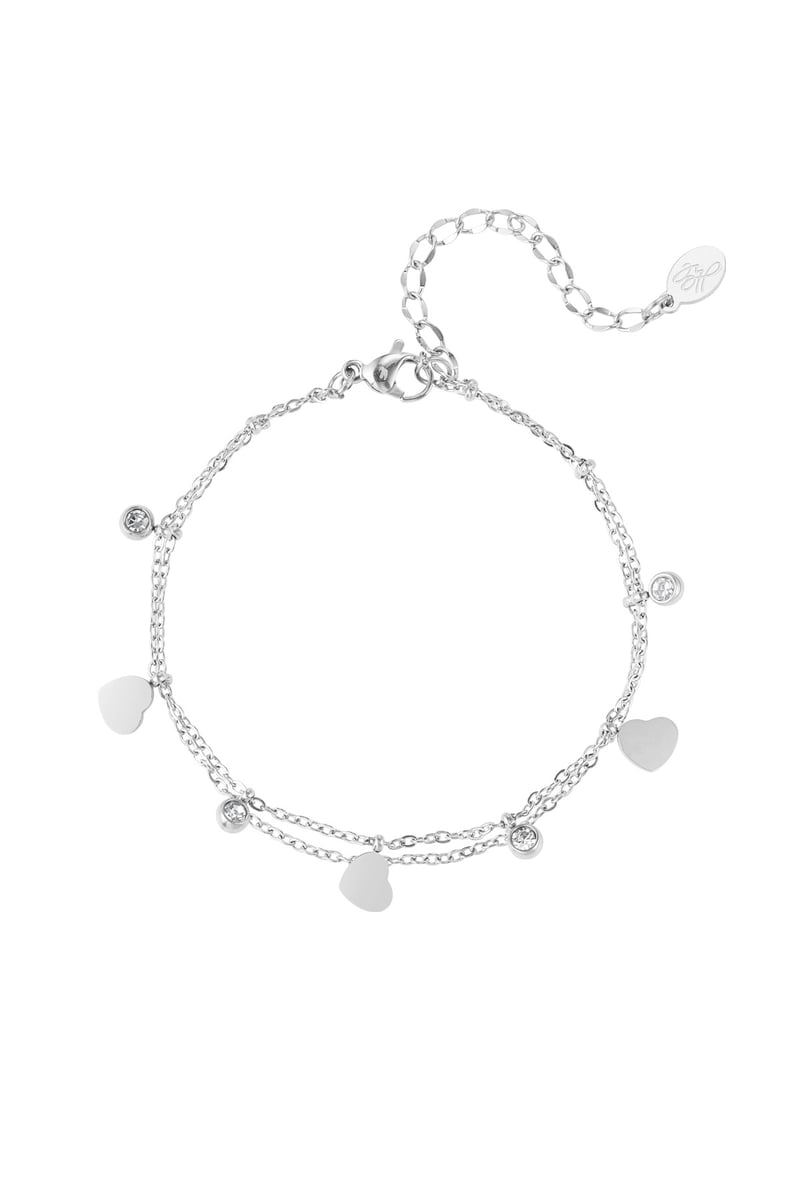 bedel armband met harten en diamanten