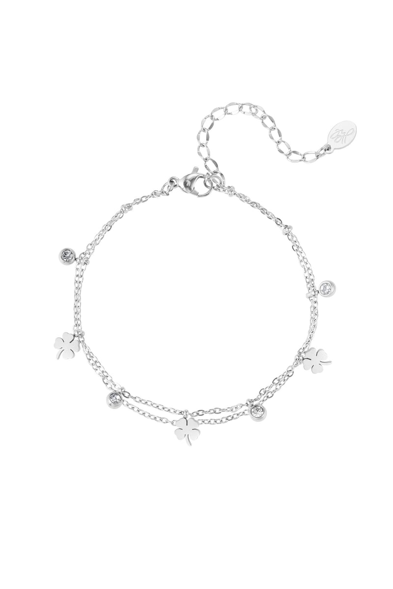 bedel armband met klaver en diamant