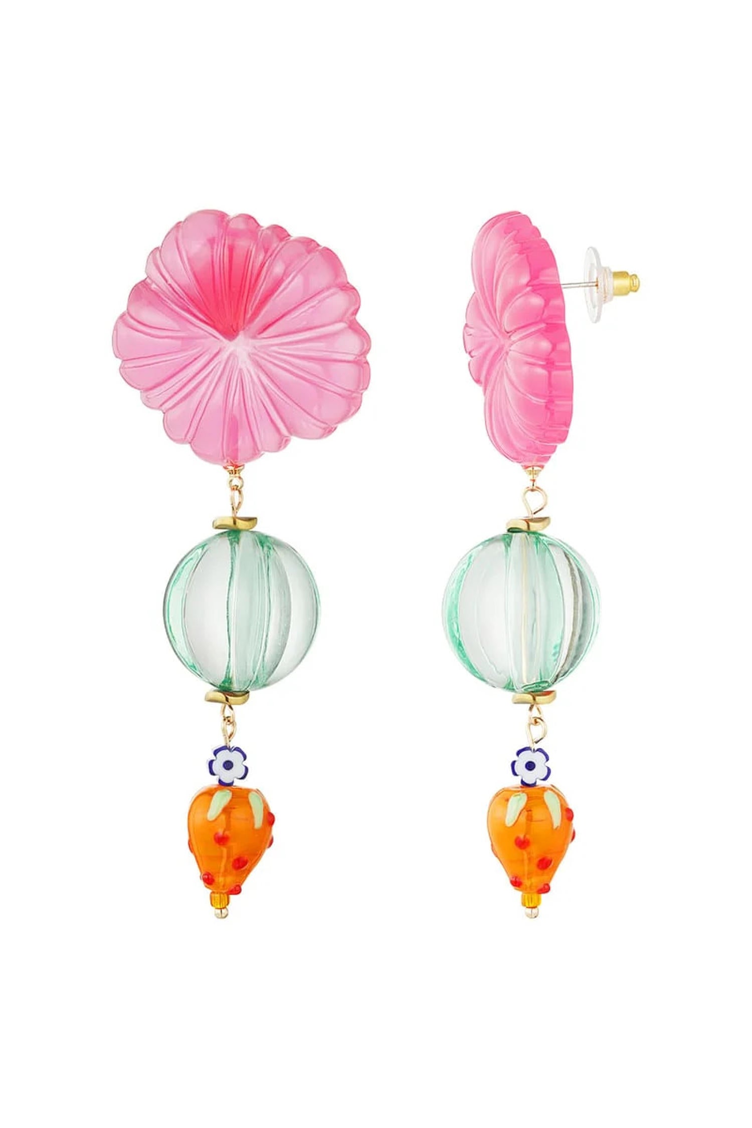 Strawberry love oorbellen - fuchsia